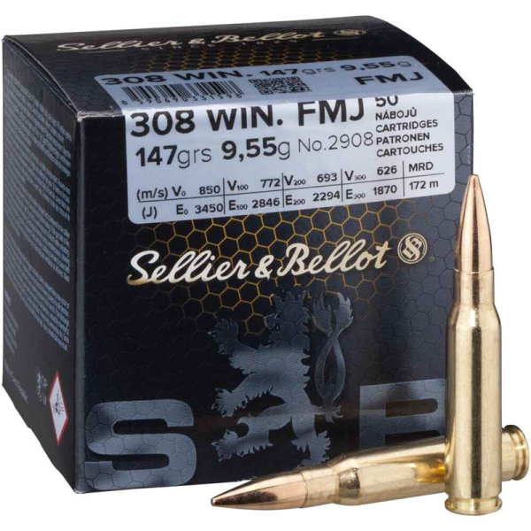 Sellier &amp; Bellot S&amp;B .308 Win. Full Metal Jacket 9,5g/147grs.  50 Schuss